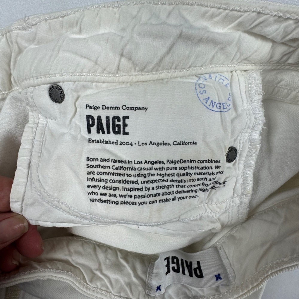 Paige Kylie Crop White Straight Leg Jeans Side Slit Denim Womens Size 27 - Picture 7 of 8